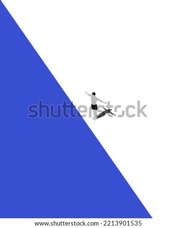 Young sports man standing at diving board ready to jump into pool. Man Jumping Diving in Swimming Pool. Diving into indoor sport pool. Diver. Male swimmer, Landing Page, Trendy vector illustration.