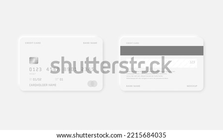 Set of Credit Cards mockup. Realistic detailed credit card set. Front and back side template. Money, payment symbol, Presentation, White. Vector illustration.