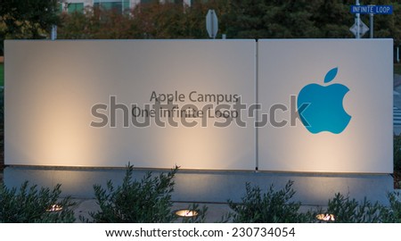 CUPERTINO, CA/USA - NOVEMBER 15: Apple headquarters on Nov 15, 2014 at Infinite loop in Cupertino. Apple Inc. is a multinational company, that develops consumer electronics, and computer software.