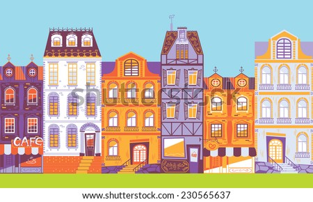 Europe city houses in vector