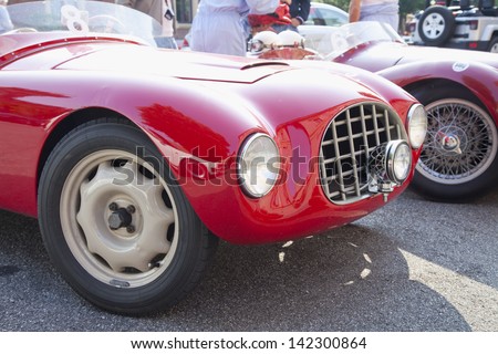 CASALE MONFERRATO, ITALY - JUNE 7: 1948 Fiat Ortolani Sport driven by Fasciolo Giuseppe and Massucco Ornella before the start of race \