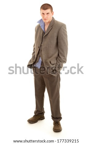 drunk young man, white background