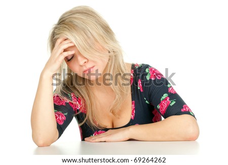 suffering from  pain - young woman with hand near face, headache