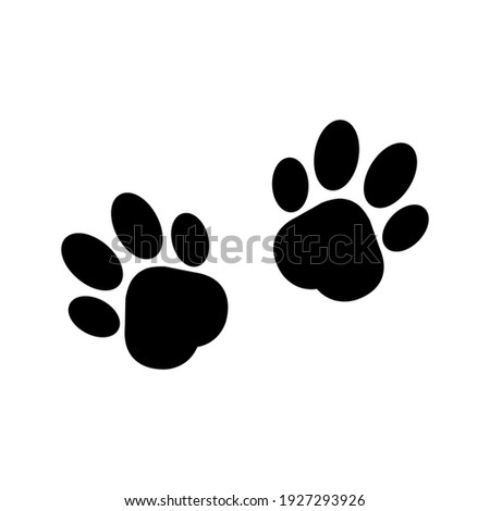 Flat cartoon animal footprint. Cat or dog paw web icon color editable