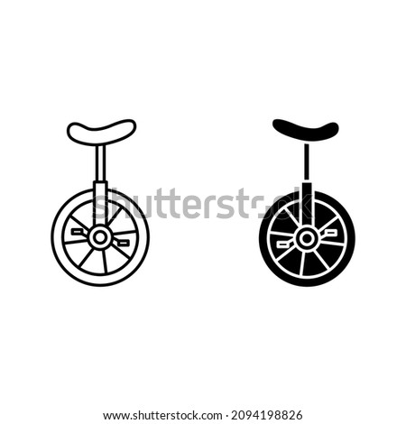 Unicycle bike icon. Monocycle icon color editable