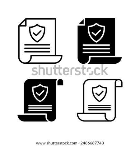 Insurance policy Icon set. contract sign. Insurance policy symbol color editable