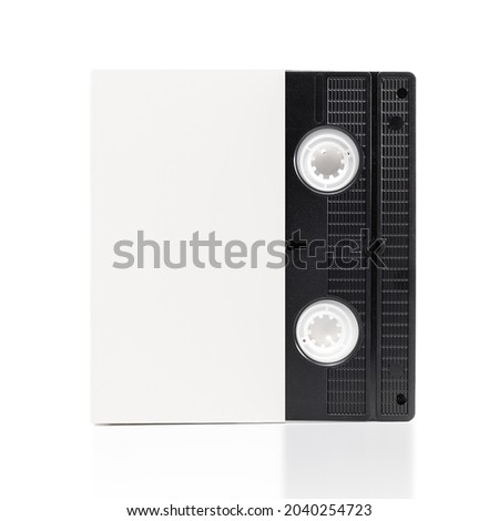 Blank package VHS cassette. Video cassette case mockup. Isolated. Clean Video Home System standard cassette cover box. Analog movie cassette