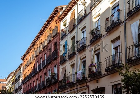 Similar – Image, Stock Photo elegant old building balcony with two box trees