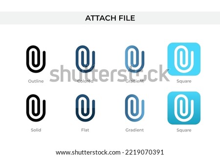 Attach File icon in different style. Attach File vector icons designed in outline, solid, colored, gradient, and flat style. Symbol, logo illustration. Vector illustration