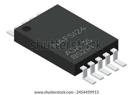 Microchip computer electronic component. Microchip icon. Isometric microchip. Computer processor technology. Micro processor. Vector illustration