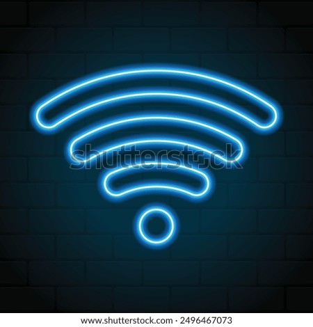 Wifi signal icon in neon style. Wifi signal icon. Web network connect logo sign. Retro sign with glowing neon. Vector illustration