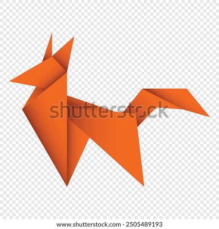 Fox origami. Abstract fox origami logo design. Animal origami. Paper origami. Vector illustration