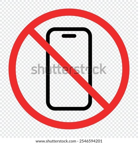 Warning sign no phone. No cell phones. Prohibition symbols for no phone use. Warning concept. Vector illustration