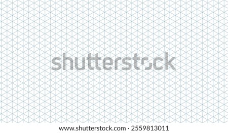 Template isometric grid seamless pattern. Blue isometric grid. Outline isometric graph template background. Vector illustration