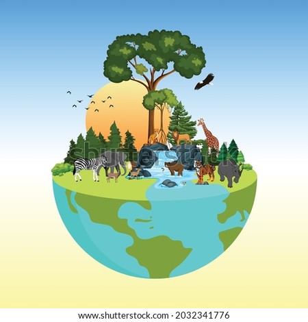 The life cycle of forest animals. world wildlife by Animal on earth, wildlife concept, environment day, World Habitat  wildlife day, world day of endangered species, world Forest and biodiversity.