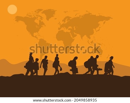 Vector illustration of Refugee concept design, It can use for Banners, Posters, Web, Digital, etc. Due to war, climate change, and global political issues, the refugee problem is gaining momentum. Сток-фото © 