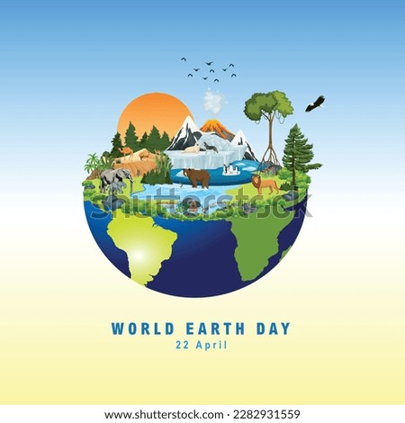 Geography and Biodiversity of the Earth,  world wildlife by Animal on earth, wildlife concept, environment day, World Habitat wildlife day, world day of endangered species, Forest and biodiversity