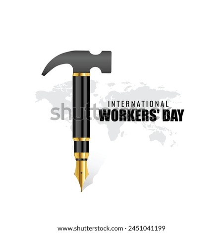 Pen with Hammer Manipulation for education, teacher, school, college, and, university design based on Labour Day, Workers Teacher 1s May. Thanks to all the teachers for their hard work and teaching