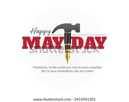 Pen with Hammer Manipulation for education, teacher, school, college, and, university design based on Labour Day, Workers Teacher 1s May. Thanks to all the teachers for their hard work and teaching