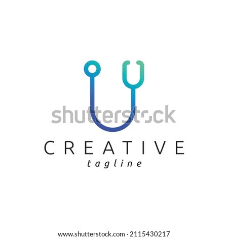 Stethoscope logo with U letter modern gradient color