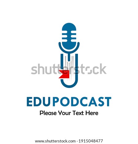 Edu podcast logo template illustration. there are podcast with book