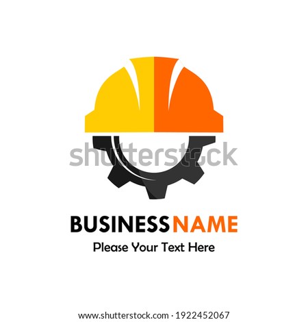 Gear with safety helm logo template illustration