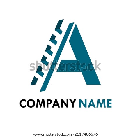 letter a with ladder logo template illustration.