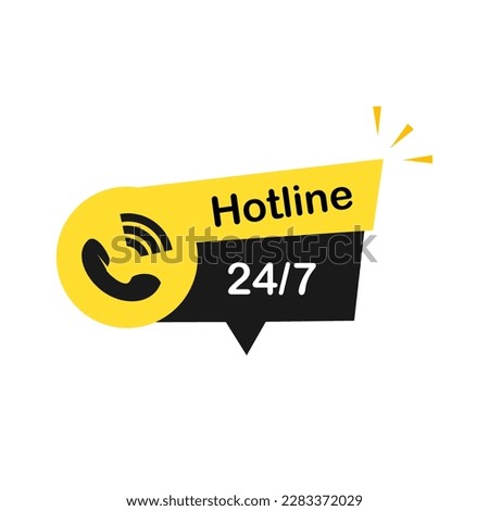 Hotline 24 hours 7, logo template illustration