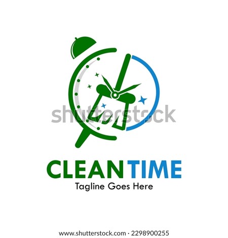 Clean time design logo template illustration