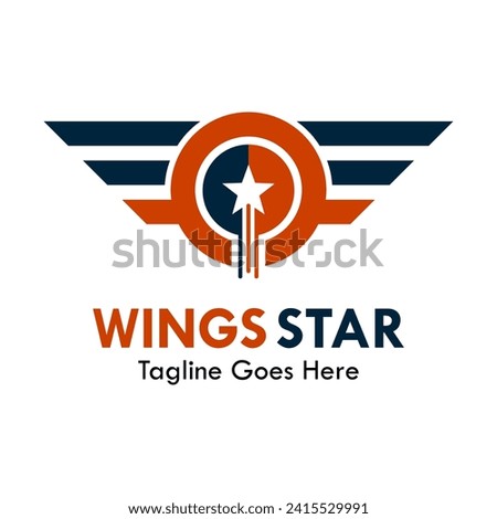 Wings star design logo template illustration