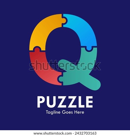 Letter q with puzzle design logo template illustration