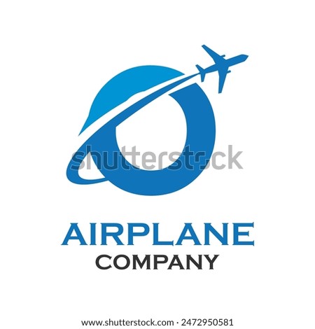 Letter o with airplane logo template illustration. suitable for transportation, brand, travel, agency, web, label, network, marketing etc