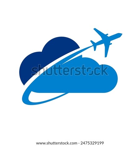 Cloud with airplane design template illustration. suitable for travel, agency etc