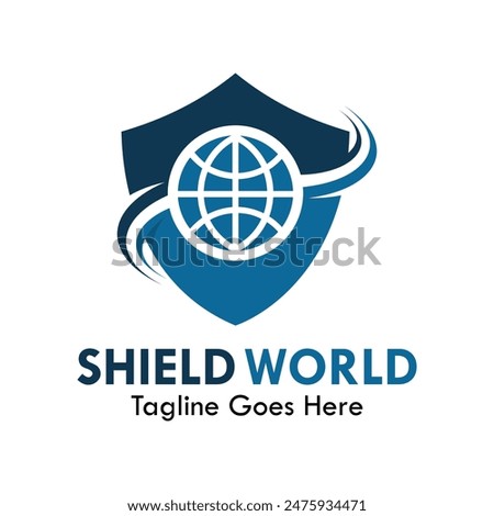 Shield world design logo template illustration