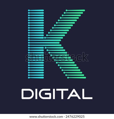 letter k digital or technology logo vector template. Suitable for digital font industry with dot, gradient color and modern style. Also suitable for machine