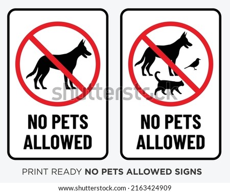 No pets allowed print ready sign vector