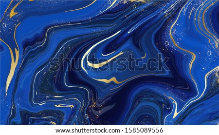 Luxury marble and gold abstract background texture. Aqua Menthe, Phantom Blue,Indigo ocean blue marbling with natural luxury style swirls of marble and gold powder.	 Photo stock © 