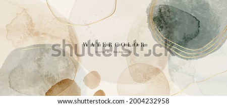 Watercolor art background vector. Wallpaper design with paint brush and gold line art. Earth tone blue, pink, ivory, beige watercolor Illustration for prints, wall art, cover and invitation cards. Сток-фото © 