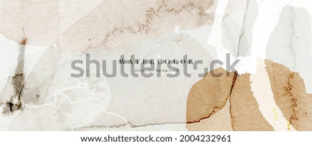 Watercolor art background vector. Wallpaper design with paint brush and gold line art. Earth tone blue, pink, ivory, beige watercolor Illustration for prints, wall art, cover and invitation cards. Сток-фото © 