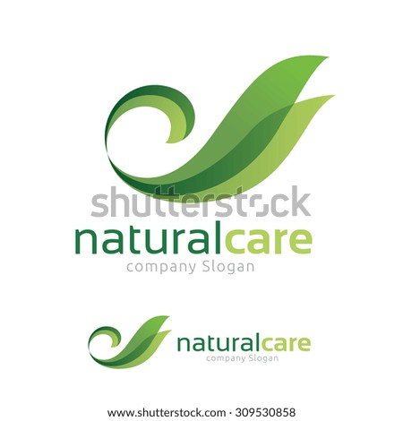 Natural Care logo,Swan and green leaf symbol. 商業照片 © 