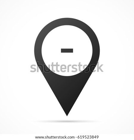 Minus sign on map pin. Location pointer isolated on a white background.
Conceptual vector illustration.