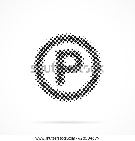 P - Sound recording copyright symbol in halftone. Dotted illustration isolated on a white background.
Vector illustration.