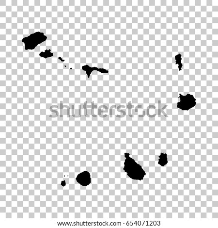 Cape Verde map isolated on transparent background. Black map for your design. Vector illustration, easy to edit.