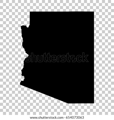 Arizona map isolated on transparent background. Black map for your design. Vector illustration, easy to edit.
