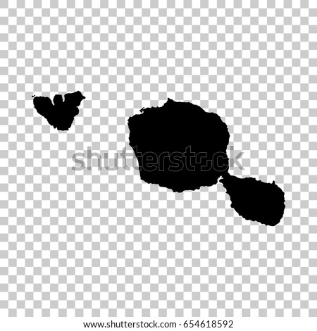 Tahiti French Polynesia map isolated on transparent background. Black map for your design. Vector illustration, easy to edit.