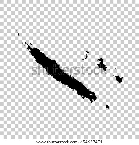 New Caledonia map isolated on transparent background. Black map for your design. Vector illustration, easy to edit.