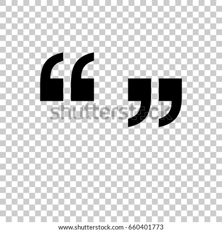 Quotation marks symbol isolated on transparent background. Black symbol for your design. Vector illustration, easy to edit.