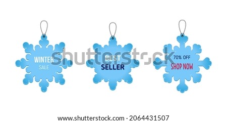 Winter shopping sale, discount labels, tags. Vector illustration of design for shop, store, posters, flyers, banners, web design.