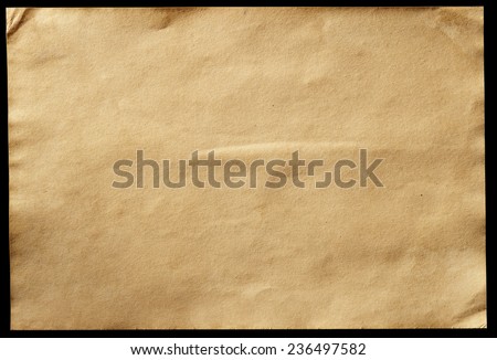 Old Paper Texture Background. Top View of Aged Paper Surface isolated on Black. Grunge Look