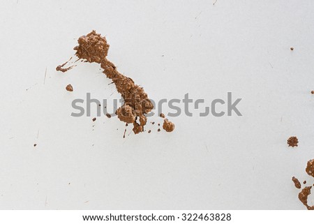Wet Mud Splash. Red Soil isolated on White Background. Top View of a Clay Texture. Close Up Macro View